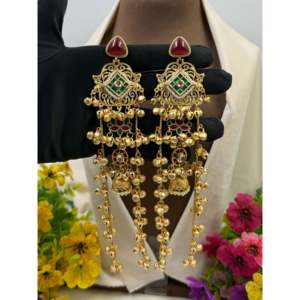 Indian Ethnic Fashion Silver Plated Alloy Earrings-Savitri Kashmiri Women's Jewelry - Product Image 2