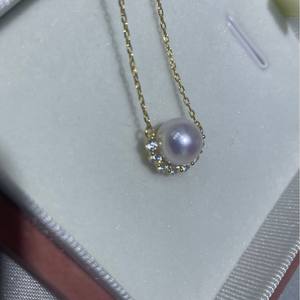 Collier pendentif en argent pur S925, perle d'Akoya naturelle d'eau de mer, couronne de fleurs semi-surronde, même pendentif de marque - Product Image 2