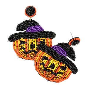 Travail manuel bijoux Halloween broderie perles de rocaille chauve-souris maison balancent boucle d'oreille avec la dernière fantaisie mode Top choix de l'Inde - Product Image 5