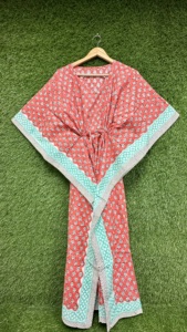 Robe Kaftan Imprimée en Coton pour Femme, Tunique Florale Ample, Paréo de Plage, Tenue de Vacances d'Été, Robe de Voyage - Product Image 2