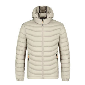 <b>Cheap</b> Light Warm Coats Custom Logo Nylon Black Hooded Winter Bubble Puff Filled Cotton <b>Jackets</b> Coat for Men - Product Image 4