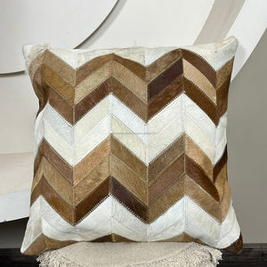 Wholesale Cowhide Patchwork Soft & Comfortable Throw Pillow Cases for Hotel & Home Luxury Durable Genuine <b>Leather</b> <b>Cushion</b> Covers - Product Image 4