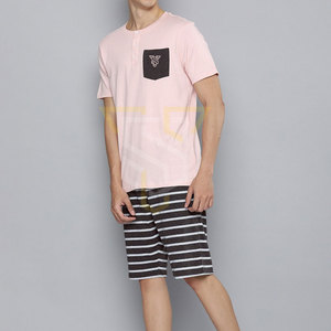 Conjunto de Camisa y Pantalones Cortos para Hombre, Color Sólido, Estilo Urbano, Corte Ajustado - Product Image 3