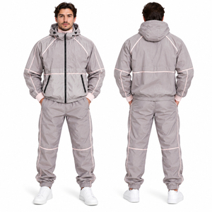 Ensemble survêtement coupe-vent personnalisé pour homme en nylon, veste et pantalon, à capuche, pour sports de plein air, survêtement de course personnalisé pour homme - Product Image 3