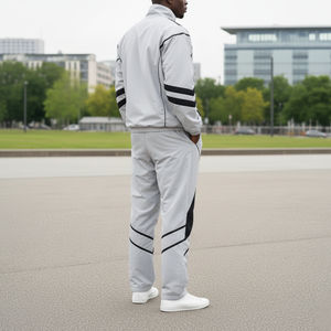 Survêtements imprimés streetwear 100 % nylon pour hommes, ensembles de survêtements unisexes avec veste zippée patchwork et pantalon de jogging, coloris personnalisés - Product Image 5