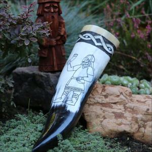 Corne à boire traditionnelle viking, mythologie nordique, tasse artisanale, corne à boire viking rustique, tasse médiévale authentique, authentique corne viking nordique - Product Image 2