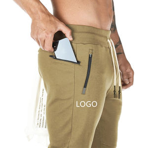 Pantalon de survêtement en coton pour homme, coupe ajustée, taille élastique, avec logo personnalisé OEM, idéal pour le sport et la gym - Product Image 2