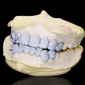 Hip Hop Custom 925 Silver Iced Out Teeth Grillz Iced Out Moissanite Diamond Grillz Teeth Silver Jewelry Best Price - Product Image 2
