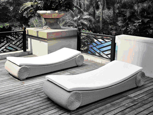 Contemporary Rattan <b>Sun</b> <b>Lounger</b> <b>With</b> Polyester <b>Cushions</b> Outdoor Furniture Modern Design Armless Durable Patio Seating - Product Image 4
