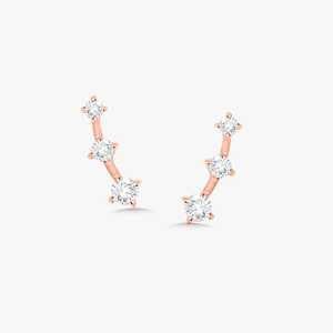 Graduated Solitaire Ear <b>Climber</b> <b>Earring</b> Round Lab Grown Diamond Custom 14k Solid Gold Minimalist Everyday Wear Jewelry Wholesale - Product Image 3