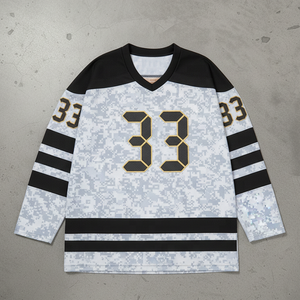 Streetwear noir camouflage, design imprimé par sublimation intégrale, vêtements de hockey sur glace camouflage, maillot Canada USA - Product Image 2