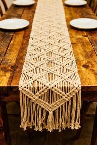 Most Selling Handmade Macrame Table Runner for Wholesale Home Decor Dining Table Decoration and Event Styling Available For Sale - Product Image 2