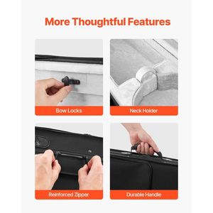 Custodia per violino 4/4 in nylon, impermeabile, leggera, portatile, da viaggio, con fodera in peluche, doppia protezione per strumento musicale - Product Image 6