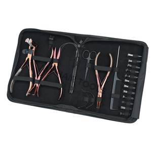 Kit de herramientas para extensiones de cabello con pinzas para extensiones de cinta, pinzas para microanillos, herramienta para quitar cuentas y pinzas para extensiones de cabello. - Product Image 1