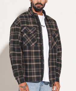Camisa de Franela a Cuadros para Hombre, con Logotipo Personalizado OEM, Manga Larga, Cuello con Botones, Estilo Casual para Uso Diario en Otoño - Product Image 4
