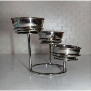 Modern 2 Tier Stainless Steel Snack Bowl Rack Metal <b>Dip</b> Serving Dish Tray Holder Stand For Party Home Table Decoration Bowls - Product Image 3