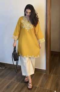 ชุดคุर्ตา ซัลวาร์ ผ้าฝ้ายปักลายสีน้ำเงินสำหรับผู้หญิง แบรนด์ HARI OM CREATIONS เสื้อผ้าชาติพันธุ์ ใส่สบาย ระบายอากาศได้ดี เหมาะสำหรับฤดูร้อน - Product Image 5