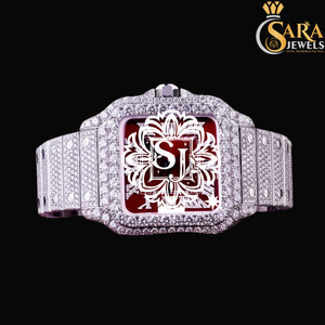 Édition limitée de luxe mode Moissanite diamant montre ton blanc grande moitié entièrement brillant en acier inoxydable nouveauté charme - Product Image 1