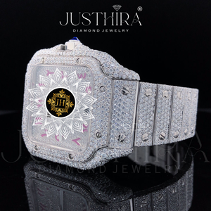 Reloj de Cuarzo Premium con Fecha Automática, Diamantes, Diseño Único, Caja y Correa de Acero Inoxidable, Esfera con Números Arábigos Rosados, Edición Limitada - Product Image 5