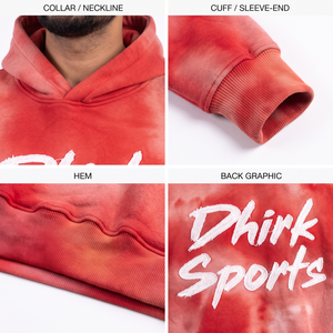 Sudadera con Capucha Roja Tie Dye Personalizada para Hombre, de Algodón Grueso y Felpa, con Bolsillo, Transpirable, Estilo Urbano, Fabricante OEM - Product Image 4