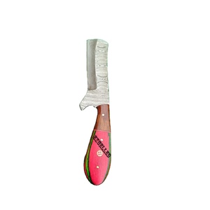 Coltello Skinner da caccia tattico fatto a mano in acciaio damasco con manico in legno Pakka e copertura in pelle libera - Product Image 5