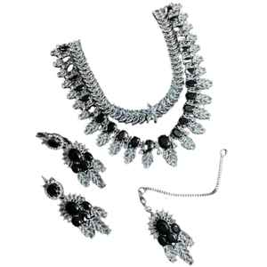 Ensemble de bijoux pour femmes, collier et boucles d'oreilles élégants, bijoux de mariée indiens et pakistanais, pour mariage et fête - Product Image 1