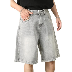 Pantalones Cortos de Mezclilla Casuales para Hombre, Estilo Moderno, Corte Recto, Verano, Hip Hop, Streetwear, Ecológicos, Transpirables, Lavado Claro, Ajuste Holgado - Product Image 1