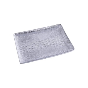 Plateau de service en argent, plateau décoratif de forme rectangulaire, fournitures hôtelières, plateaux de service en métal, événements, fêtes, décoration artisanale - Product Image 1