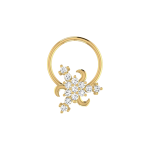 AJRETAIL Clou de nez en diamant naturel 0,07 carat - Or 14 carats, taille brillant, forme fleur, style ethnique, pour femme, couleur HI, clarté VS-SI - Product Image 1