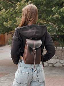 Vintage Style Genuine Leather Laptop Mini <b>Backpack</b> <b>Small</b> Real Leather <b>Backpack</b> Purse <b>Women</b> Designer Travel Rucksack LMBP-0017B - Product Image 5