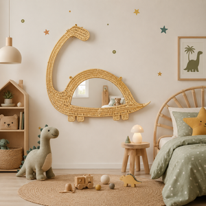 Dreamy Design Dino Rattan Display Wall <b>Hanging</b> <b>Mirror</b> Wall Organizer Vietnam Manufacturer - Product Image 5
