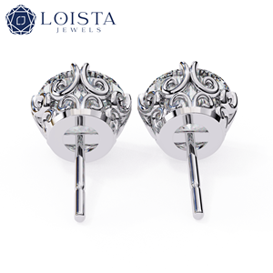 Pendientes de Diamantes Naturales con Corte Brillante Redondo para Mujer, Oro Blanco, Certificados por GIA, Joyería Clásica para Bodas - Product Image 4