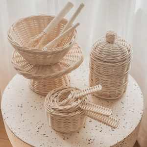 Ensemble de cuisine en rotin pour enfants, ustensiles de cuisine factices à prix avantageux, pour jeux imaginatifs des tout-petits - Product Image 4