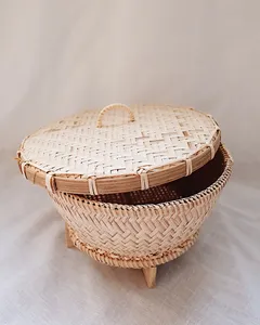 Cesta de Bambú Tejida a Mano, Caja Redonda de Almacenamiento, Accesorios para el Hogar, Organizadores, Juego de Baño Grande, Cesto de Ropa Tejido - Product Image 3
