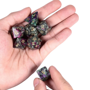 Dés en pierre de haute qualité, rubis fuchsite, cristal naturel, pierres de guérison reiki, pierres gravées, ensemble de dés personnalisés, cristal Viking. - Product Image 2