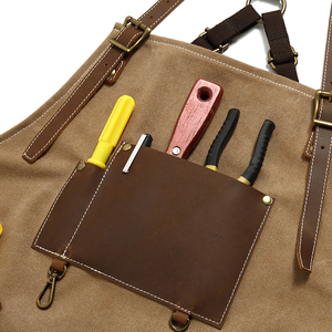 HARAZ INTERNATIONAL Tablier de travail unisexe en cuir véritable, robuste, résistant à l'abrasion, avec plusieurs poches, pour travaux de précision - Product Image 6