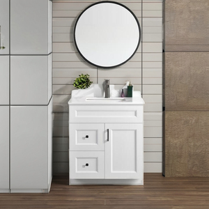 อ่างล้างหน้าสองชั้นเฟอร์นิเจอร์ห้องน้ำแบบเสร็จพร้อมเคาน์เตอร์หินควอตซ์ - Product Image 1