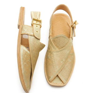 Peshawari Chappal Cross-Strap Genuine Leather Open Toe Breathable Buckle Closure Solid Lightweight Handmade Summer Fashion - Product Image 2