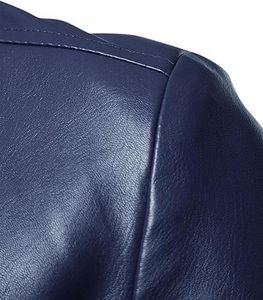 Coat for Men Stand Hooded Front Stylish Sizes Customized Private Style Turn Collar Heavyweight Windproof Washed <b>Leather</b> Coat - Product Image 5