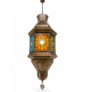 Moroccan <b>Lantern</b> Pendant Light <b>Silver</b> Finish Arabian Style Ceiling Hanging Lamp for Home Decoration - Product Image 2