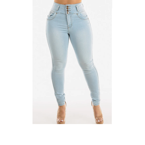 Jeans de Mujer de Alta Calidad, Cintura Alta, Corte Recto, Tallas Grandes, Transpirables, Ecológicos, Lavados, para Otoño - Product Image 4