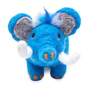Juguete de Elefante Azul Hecho a Mano con Técnica de Fieltro, Adorable Figura de Mamut de Fieltro de Lana Ecológica, Muñeco de Peluche para Bebé - Product Image 1
