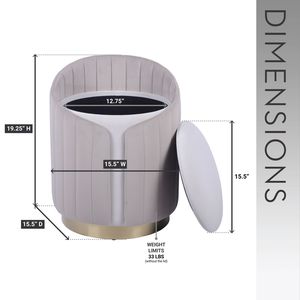 Pouf bicolore color tortora con contenitore o sgabello da toeletta per l'arredamento della casa - Product Image 4