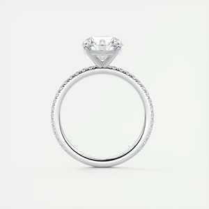 Bague de fiançailles solitaire avec diamant rond de laboratoire de 2,50 carats et pavé français 3/4 pavé en or blanc 14 carats - Product Image 4