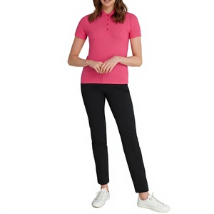Polo à manches courtes rose pour femme, couleur unie, tissu tricoté décontracté, longueur normale, 100% coton, anti-boulochage, TOPSHOP - Product Image 5