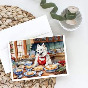 American Eskimo Christmas Cookies Whimsical A7 Tarjetas de felicitación Pack 8 Tarjetas de nota en blanco con sobres Tamaño 5x7 - Product Image 2