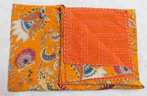 Courtepointe de lit vintage élégante brodée Kantha 100% coton fabriquée à la main de manière écologique toutes saisons au prix de gros - Product Image 6