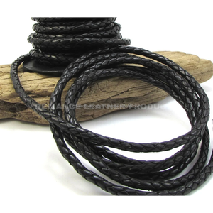 5mm Round Black Shine Braided Bolo <b>Leather</b> Cord for Jewelry Strong <b>Leather</b> Cord for <b>Bracelet</b> and Necklace - Product Image 6