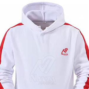 Sudadera con Capucha Blanca NAVZA con Rayas Rojas, Diseño Deportivo de Manga Larga, Transpirable, de Poliéster, Unisex para Adultos, Ropa de Otoño - Product Image 4