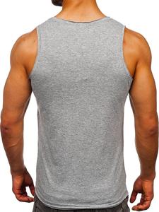 Camiseta deportiva sin mangas para hombre, 95% algodón, 5% spandex, gris, personalizada para gimnasio, con logo bordado, unisex. - Product Image 4